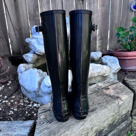 Hunter Original Women's Tall Gloss Black Rain Wellies Boots 8 US / 6 UK *Flaws* - Picture 4 of 16